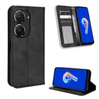 For Asus Zenfone 9 10 Case Luxury Flip PU Leather Wallet Magnetic Adsorption Case For Asus Zenfone9 Zenfone10 Phone Bags