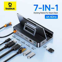 Baseus Steam Deck Docking Station 7-In-1 USB C to DP HDMI-compatible 4K 60Hz TV RJ45 1000M USB 3.0 PD 100W Base Stand USB Hub