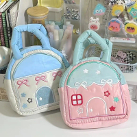 Rumah kecil marshmallow yang baru tas poni kecil yang indah untuk mengeja tas tangan tas make up den