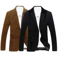 Simple Men Blazer Outwear Contrast Color Buttons Suit Jacket Regular Sleeve Streetwear Men Coat for Daily Wear