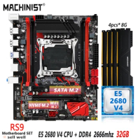 MACHINIST RS9 X99 Motherboard Set LGA2011-3 Kit Xeon E5 2680 V4 CPU Processor 4*8=32GB DDR4 2666mhz RAM Memory SSD Nvme M.2