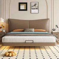 Modern Wood Double Bed Headboard Designer Villa Wood Platform Twin Bed Frame Queen Sleeping Cama De Casal Nordic Furniture