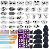 34+28Pcs Face Paint Stencils Kit Suboyica 34 Pcs Plastic Facial Painting Stencils Reusable Body Pain