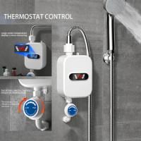 Instant Water Heater Shower 220V EU Plug Bathroom Faucet Hot Water Heater 3500W LCD Digital Instant Heating Water Shower Set