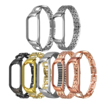 304 Metal Band Diamond Strap For Xiaomi band Mi band 3/4/5/6 Stainless steel Replacement Watchbands bracelet buckle Wristband