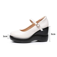 G370 Giày Búp Bê Nữ Da Bò Thật Labag Đế Xuồng 9cm Dáng Cổ Điển Cao Cấp