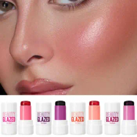 3-in-1 Milk Jelly Tint Blusher Wand Moisturized Lipstick Rouge Contour Beauty Sticker Long Makeup Matte Lasting Chee J4m2