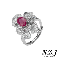 【K.D.J 圓融珠寶】花朵造型紅寶石戒指