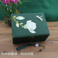 復古絨布首飾盒抽屜式飾品收納盒雙層手鐲耳釘盒防氧化帶鎖項鏈盒