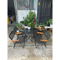 COMBO 4 GHẾ CNC + 1 BÀN SẮT LÁ CAFE, ghế cafe, bàn cafe, ghế cafe gấp gọn, bàn cafe gấp gọn, ghế gấp