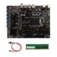 B250C BTC Mining Motherboard+Switch Cable+DDR4 8GB 2666Mhz RAM 12X PCIE to USB3.0 GPU Slot LGA1151 Computer Motherboard