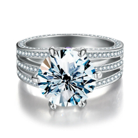 # 94   ： Cincin Perak 925 Sterling  5ct Moissanite Sparkling Luxury Engagement Wedding Ring for Wome