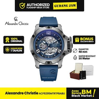 Jam Tangan Cowok Alexandre Christie AC 6295 MTR Analog Rubber Strap Blue