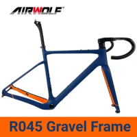 Airwolf Carbon Gravel Frame Road Bike Max 700*45C Tires Gravel Carbon Bicycle Frame Fit 27.5ER*2.1inch Carbon Cyclocross Frame