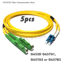 5pcs Duplex LSH(E2000)/APC-LC/UPC Fiber Patchcord-SM(9/125) G657B3, G657A2, G657A1 or G652D-1m, 2m or 5m-3.0mm Zipcord Cable