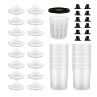 25-Pack Disposable Touch Up Cup Paint Cups Liners And Caps System For Spray Guns, Paint Cups 20 Oz (600 Ml) Set