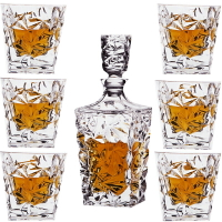 歐式風格威士忌酒杯洋酒杯水晶玻璃刻花酒杯家用洋酒瓶酒具套裝