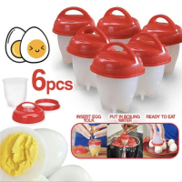 6 pcs Egg Cooker Poachers Steamer Multi Functional Egg Slicer Cutter Silicone Egg Cups Boilers Yolk Divider kitchen gadgets tool
