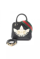 Gucci Pre-Loved Gucci GUCCI × adidas Horsebit 1955 mini top handle bag Handbag leather black white 2
