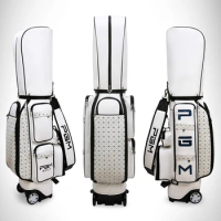 Pgm Retractable Golf Aviation Bag Portable Pu Leather Golf Standard Bag Golf Large Capacity Travel Package With Wheels