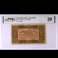 PMG 2,5 gulden muntbiljet tahun 1920 ( seri 1 huruf rare ) score 20 tanpa catatan
