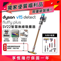 【福利品】Dyson 戴森 V15 Detect Fluffy Plus SV22 最強勁智慧無線吸塵器 普魯士藍 (全新升級HEPA過濾)