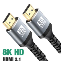Certified 8K HDMI 2.1 Cable 48Gbps High Speed ARC eARC HDR HDCP Video Long Wire For Sony LG PS4 PS5 Xbox Xiaomi Box UHD Smart TV