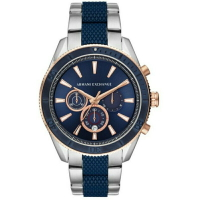 Armani Exchange  矽膠拼鋼錶帶 玫瑰金框 三眼計時 AX1819    正品 實體店面預購