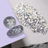 6 Color Flash Diamond Nail Polish Glitter Gel Cube Nail Gel 9ML Top Coat for Gel Nails