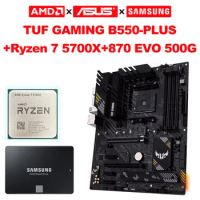 AMD New Ryzen 7 5700X CPU Socket AM4 +ASUS TUF GAMING B550M-PLUS Motherboard Micro-ATX B550M 128G + SAMSUNG 870 EVO 500G SSD