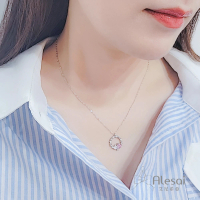 【Alesai 艾尼希亞】925純銀 愛心粉紅色鋯石&amp;白色鋯石項鍊