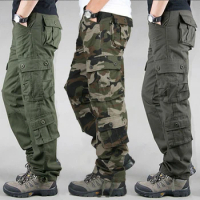 Stylish Men's Cargo Pants with Multiple Pockets, Made of Tough and Durable Cotton, Ideal for Outdoor Activities