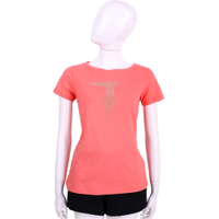 TRUSSARDI 粉橘色品牌LOGO貼飾棉質短袖T恤