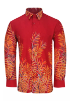 Pacolino Pacolino [Official] - (Regular Cutting ) Long Sleeve Red Color Dobby Silk Printed Malaysia Batik Shirt- 22622-BK0057-C