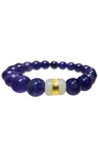 LITZ [SPECIAL] LITZ 999 (24K) Gold and Jade Charm with Amethyst Bracelet
