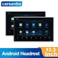 Carsanbo 13.3‘’ Android 11 Headrest Monitor Car Display 4K Carplay 2G+32G Multimedia Full Touch Screen HDMI Rear Seat TV Smooth