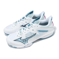 【MIZUNO 美津濃】羽球鞋 Wave Claw Neo 2 男鞋 女鞋 白 藍 寬楦 回彈 排球鞋 運動鞋 美津濃(71GA2270-20)