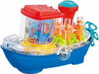 Childrens Transparent Gear Steam Ship Toy  Electric Boat Toy with Music and Light