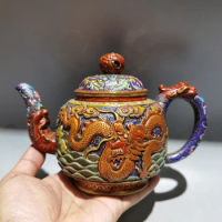 Chinese Yixing Zisha Clay Teapot Gilding Enamel Pot Yongzheng Mark 450ml