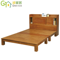 【綠家居】蒙杜 現代5尺雙人實木床台組合(床頭箱＋床底＋不含床墊)