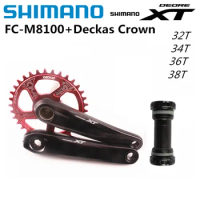 SHIMANO XT M8100 12s MTB Crankset Mountain Bike Bicycle1x12 Speed 170mm175mm Deckas Chainring 32T 34T 36T MT801 Bottom Bracket