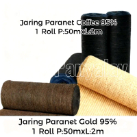 Paranet Coffee 95% Gold 1 Roll P:50mxL:2m Anti UV Jaring Peneduh Shading Net Dekorasi Taman Serbagun