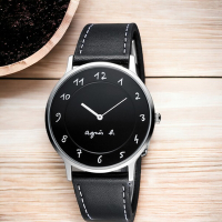 agnes b. 法式優雅手寫體時標時尚腕錶 手錶-VJ20-K240Z/ BJ5005X1