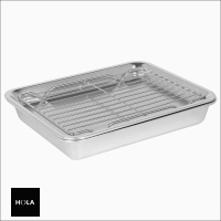【HOLA】Nerez 304不鏽鋼雙層附架調理盤 30cm