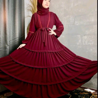 Reskiana Dress Muslimah Wuland Terkini - Busana Muslim Terbaru - Mewah, Lebaran, Maxi, Nyaman, Gaun,