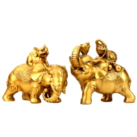 黃銅大象福祿象吸水象中式客廳吉祥如意風水擺件工藝禮品
