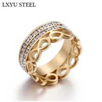 Brand New Infinity Ring For Women Stainless Steel CZ Stone Wedding Ring Engagement Fashion Jewelry