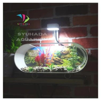 SKY - 1 SET AQUARIUM MINI PVC PLUS POMPA AERATOR DAN LAMPU LED AKUARIUM CUPANG GUPPY DEKORASI AQUARI