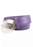 Prada Prada Saffiano Leather Engraved Oval Plaque Curved 皮帶(紫色,男女通用)