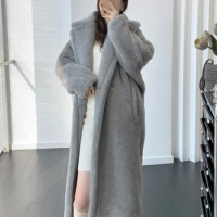 2023 New Casual Teddy Bear Coat Women Mid-length Autumn Winter Fashion Thick Real Fur Teddy Fur Coat Loose Big Size Fur Jacket W